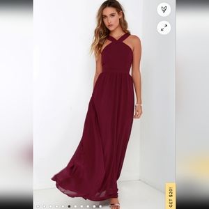 Lulu's Air of Romance Burgundy Maxi Dress